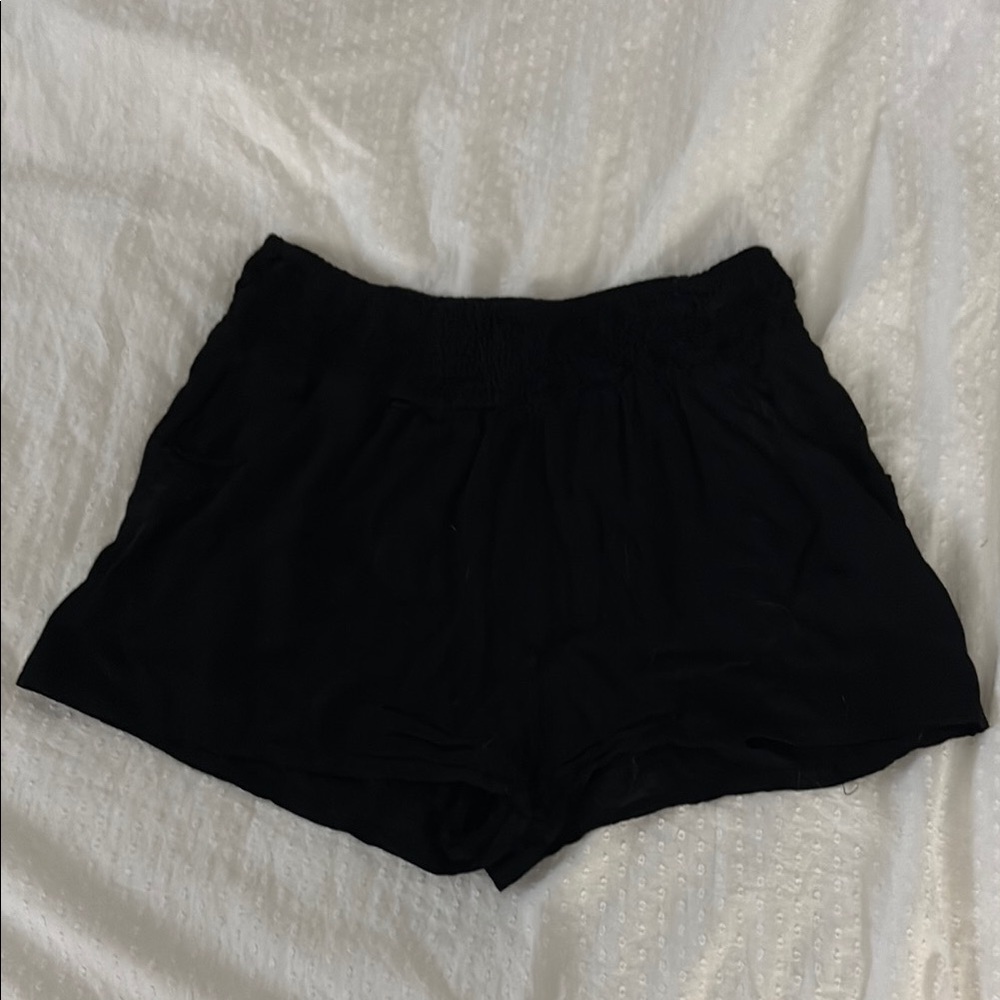 Black High Waist Relaxed Fit Shorts